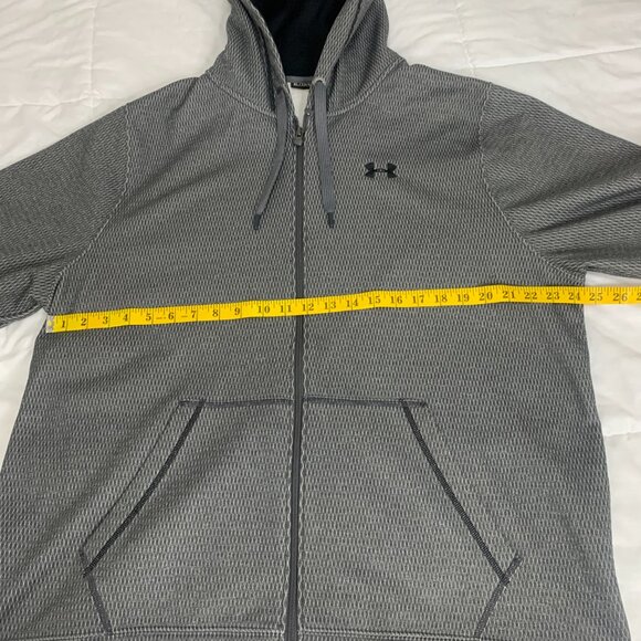 Under Armour Men’s XL Full Zip Hoodie Silver Grey 100% Polyester Athletic Style - Picture 10 of 15